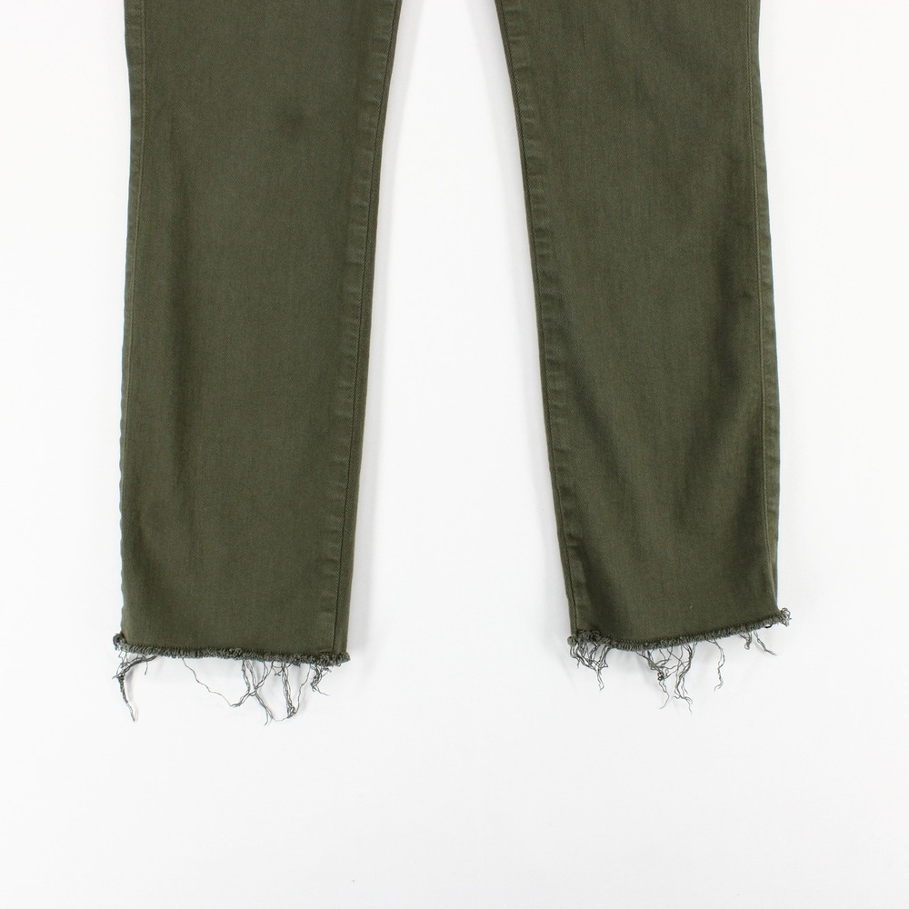 Frank & Eileen Derry Illusion Pants Womens 28 Green Pull On Raw Hem Slim - Picture 2 of 10
